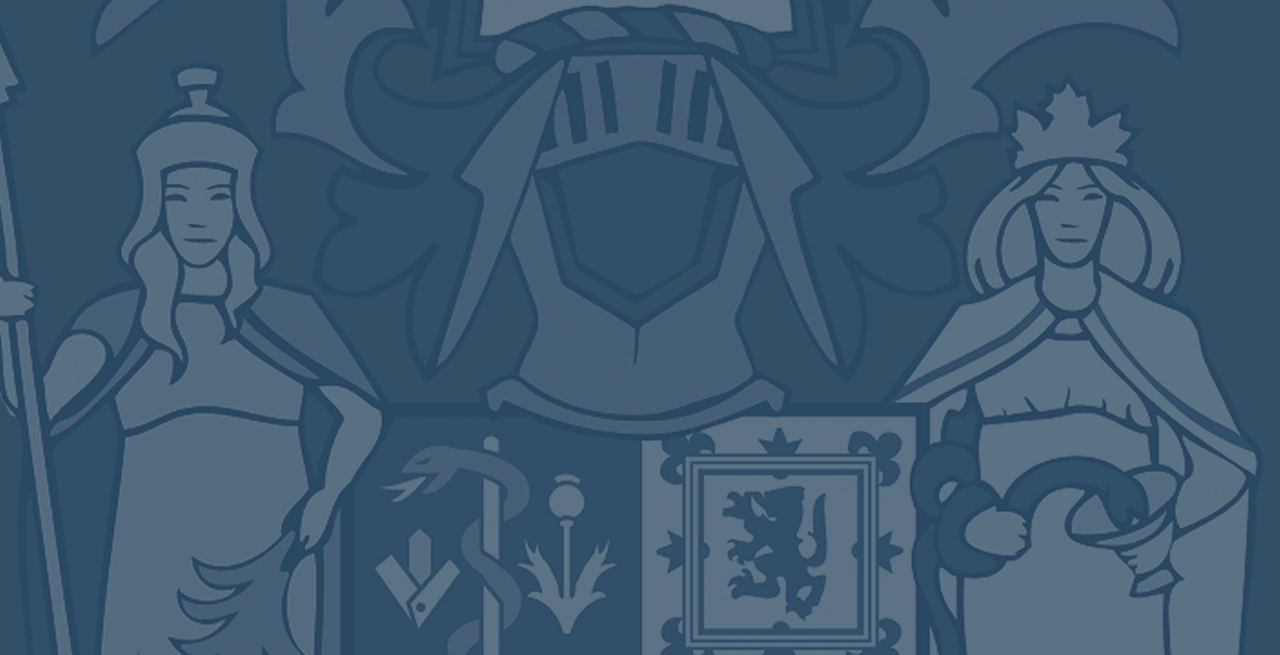 Part of the RCPSG crest in transparency over a blue field